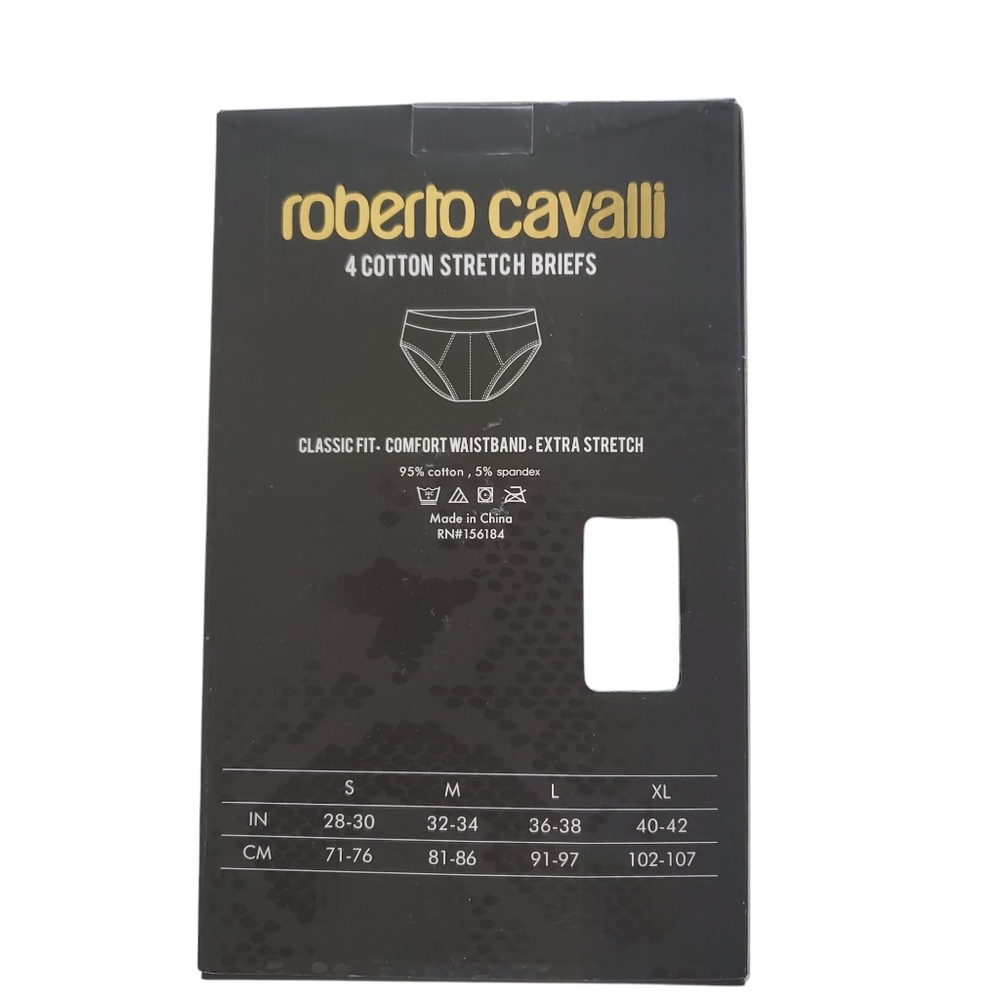 NIB Roberto Cavalli 4 Logo Band Cotton Stretch Briefs (L) - Picture 2 of 2